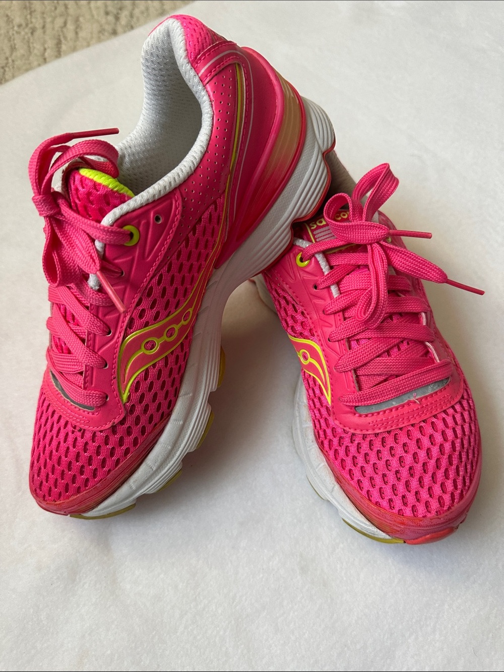 Saucony Women's Shadow Genesis Hot Pink Running Sneakers with Yellow Accents